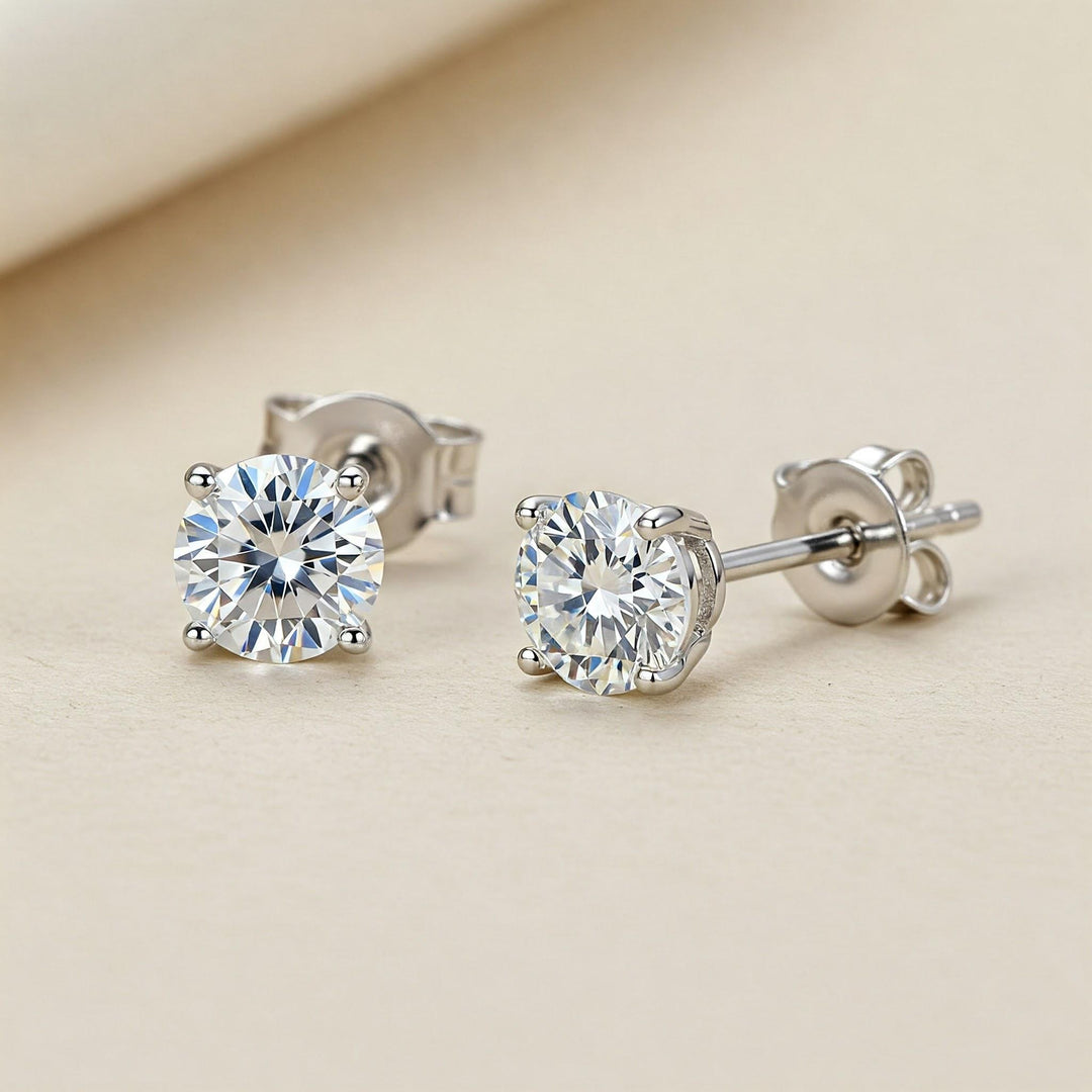Moissanite Stud Earrings: 925 Sterling Silver, Minimalist Jewelry