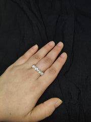 Baguette Moissanite Half Eternity Wedding Band: Unique Modern 14K Gold Engagement Promise Bridal Ring