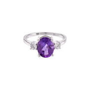Oval Amethyst Ring, 14k Rose Gold, Emerald Cut Gemstone, February Birthstone, Promise Ring