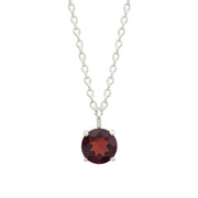 Red Garnet Sterling Silver Pendant Necklace, January Birthstone