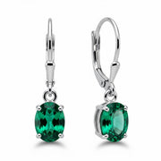 Sterling Silver Emerald Dangle Earrings, Leverback Gemstone Jewelry