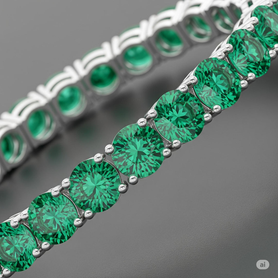 Dainty Emerald Tennis Bracelet: Brass & Rhodium