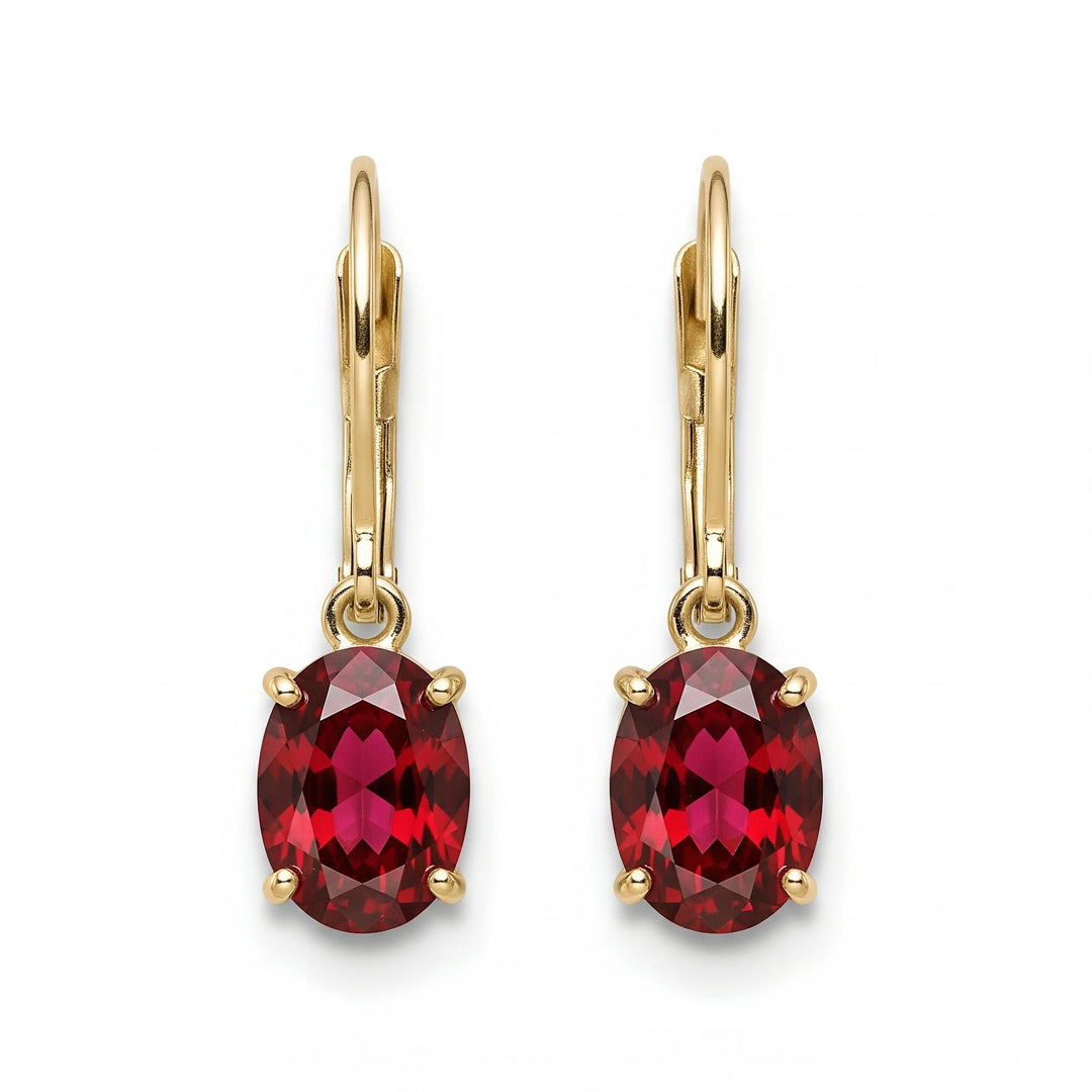 Ruby Earrings, Oval Cut Dangle Earrings, Fine Silver or 14k Gold Vermeil Handcrafted Earrings, January Birthstone Solitaire, Gift For Her