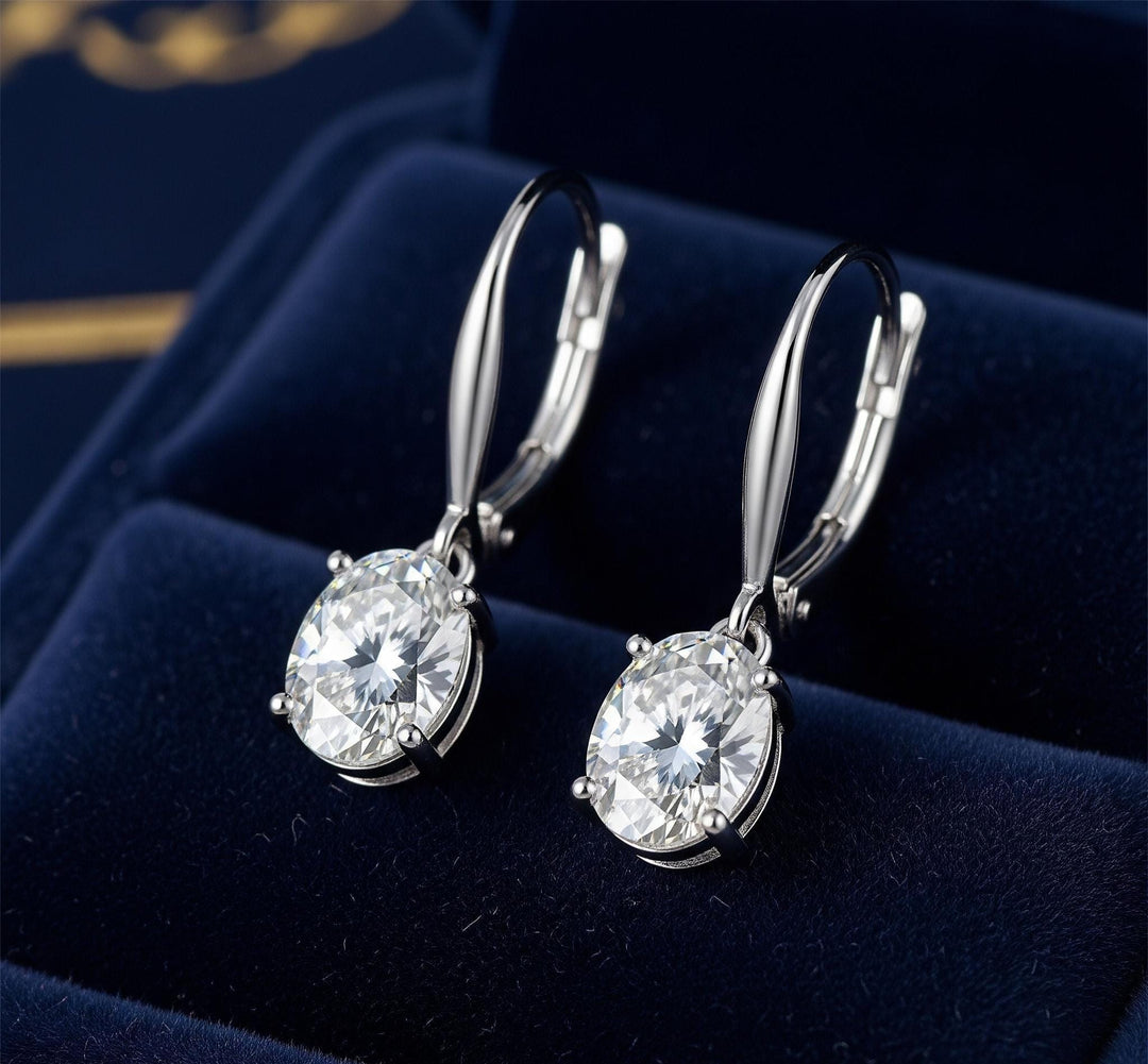 Moissanite dangle Earrings, 18k Gold Plated , Moissanite dangle Earrings, Oval Diamond Wedding Earrings, Handmade Earrings