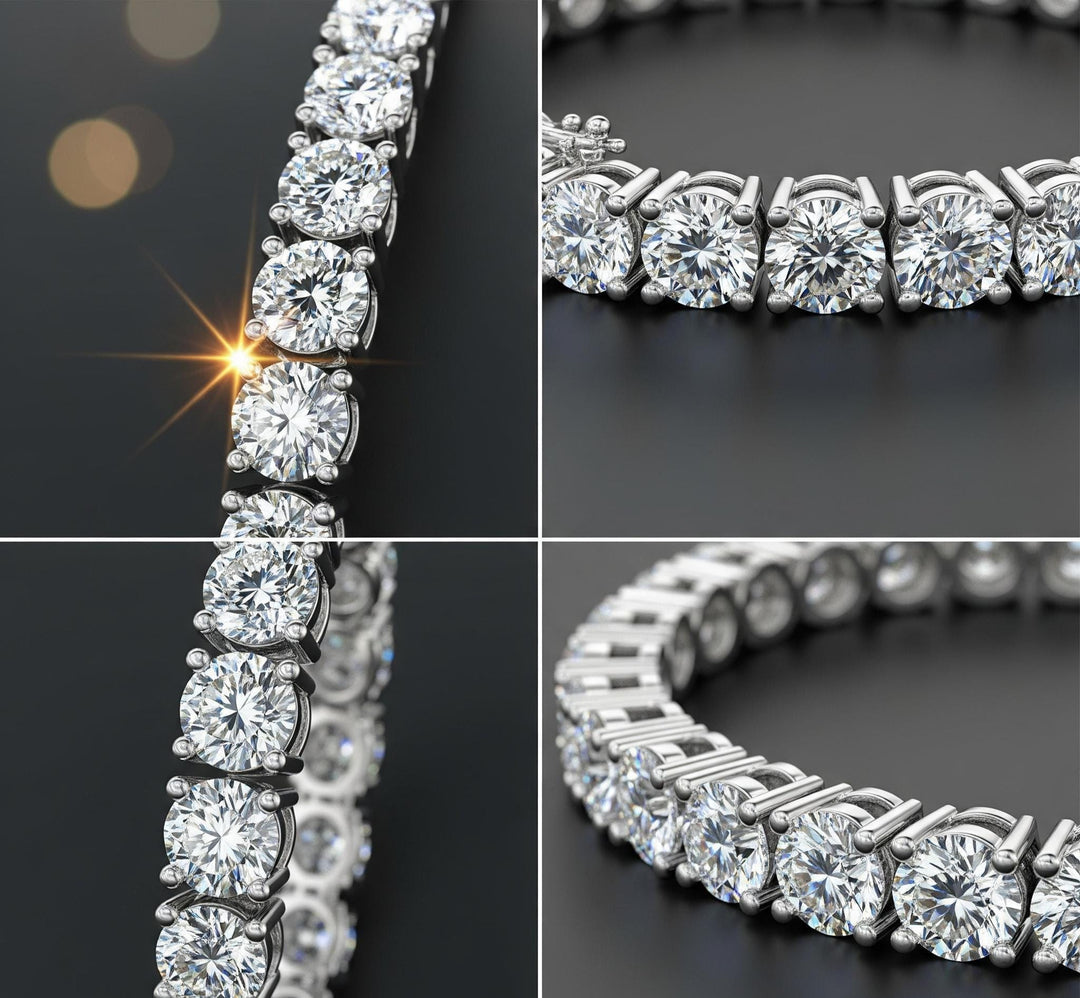 Moissanite Tennis Bracelet: 14K Rose Gold, CZ Gemstone