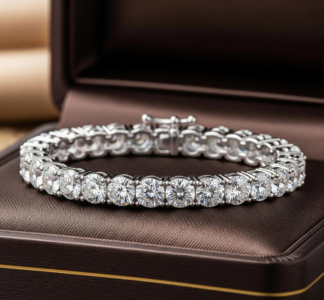 Moissanite Tennis Bracelet: 14K Rose Gold, CZ Gemstone