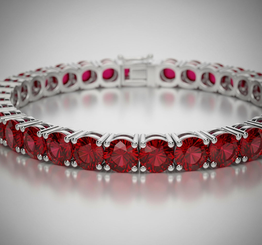 Ruby Tennis Bracelet: Dainty Gold, July Birthstone Jewelry