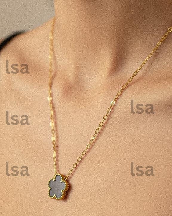 18k Gold Plated Clover Necklace: Handmade Brass Pendant