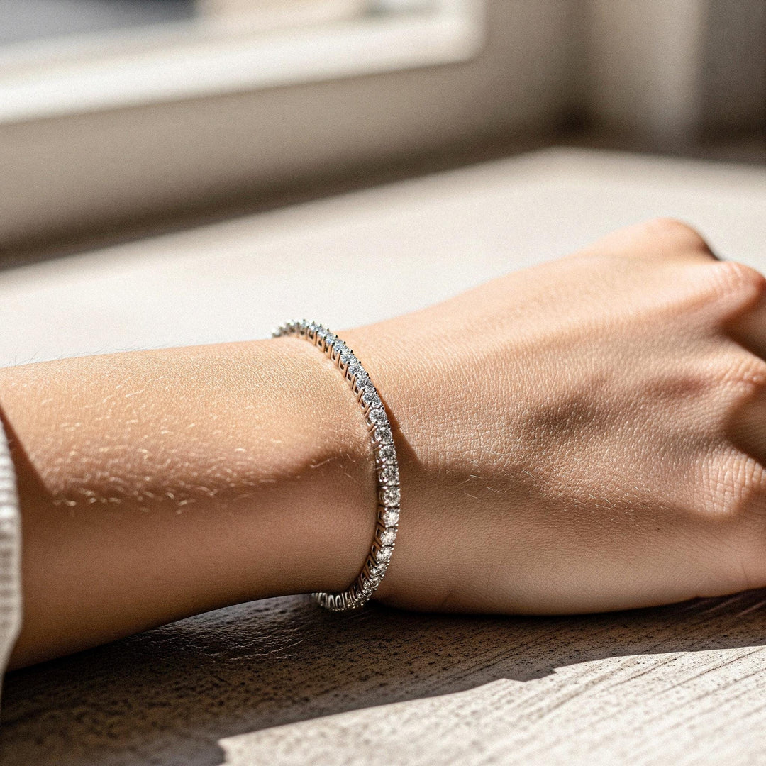 Moissanite Tennis Bracelet: 14K Rose Gold, CZ Gemstone