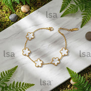 Clover Bracelet: Handmade Brass Adjustable Gold Bracelet