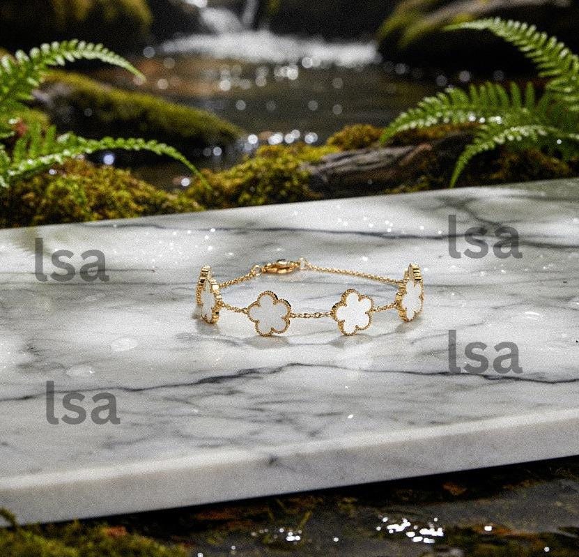 Clover Bracelet: Handmade Brass Adjustable Gold Bracelet