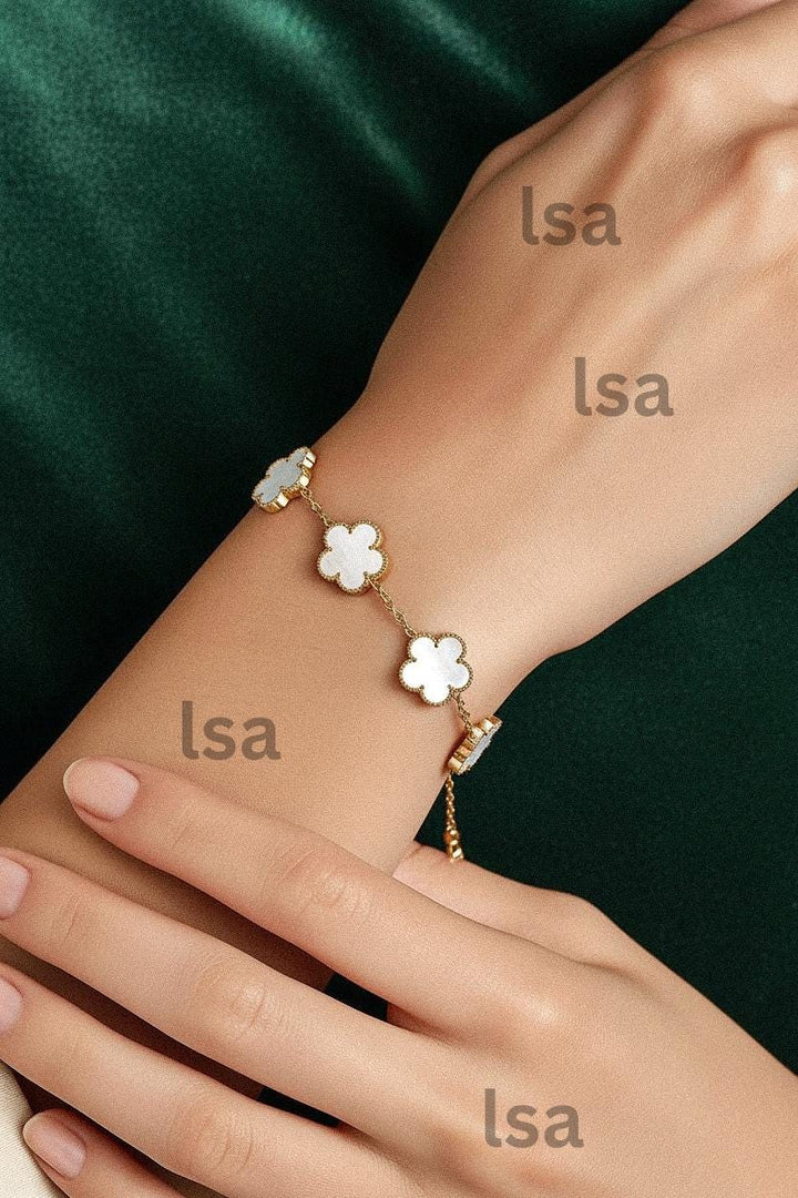 Clover Bracelet: Handmade Brass Adjustable Gold Bracelet