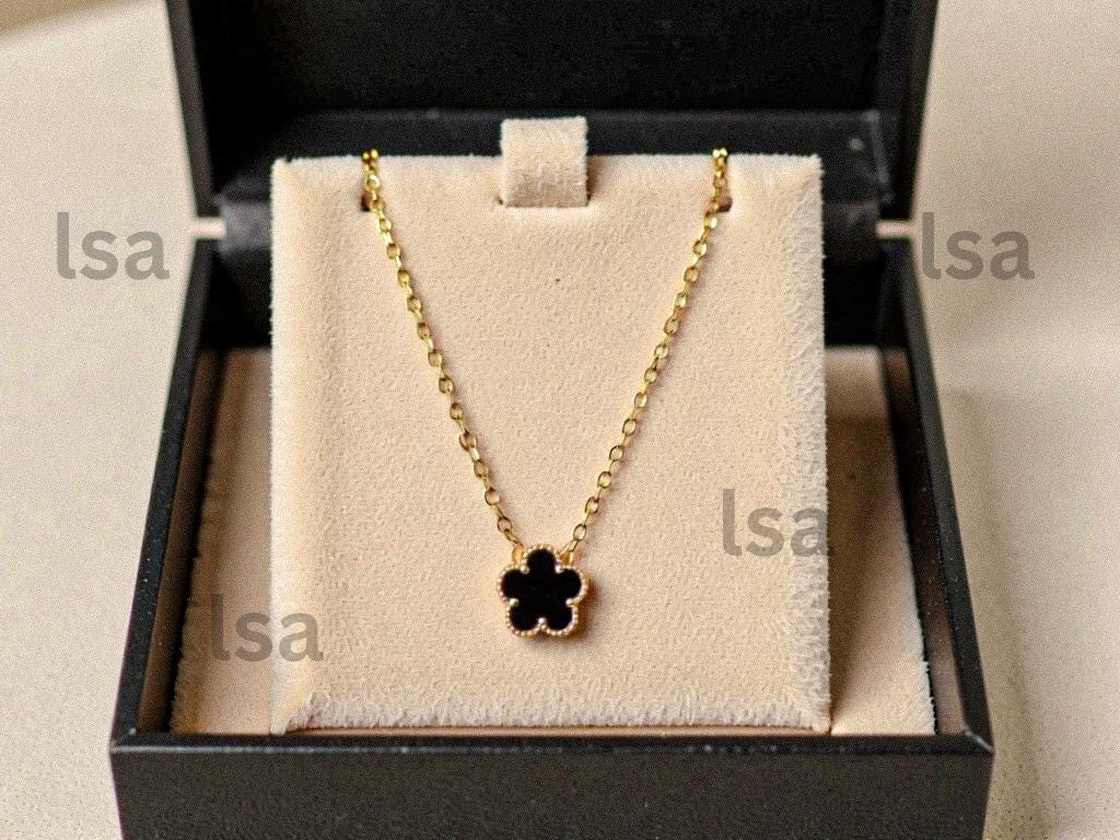 18k Gold Plated Clover Necklace: Handmade Brass Pendant