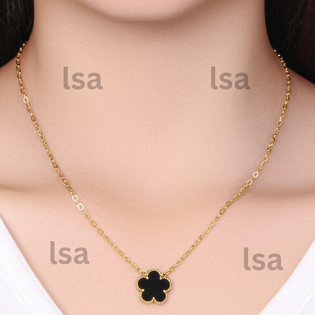 18k Gold Plated Clover Necklace: Handmade Brass Pendant