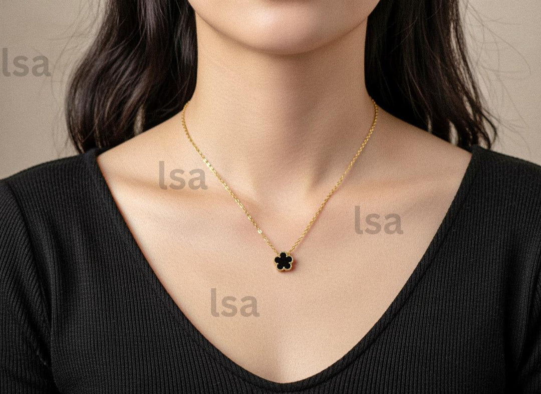 18k Gold Plated Clover Necklace: Handmade Brass Pendant