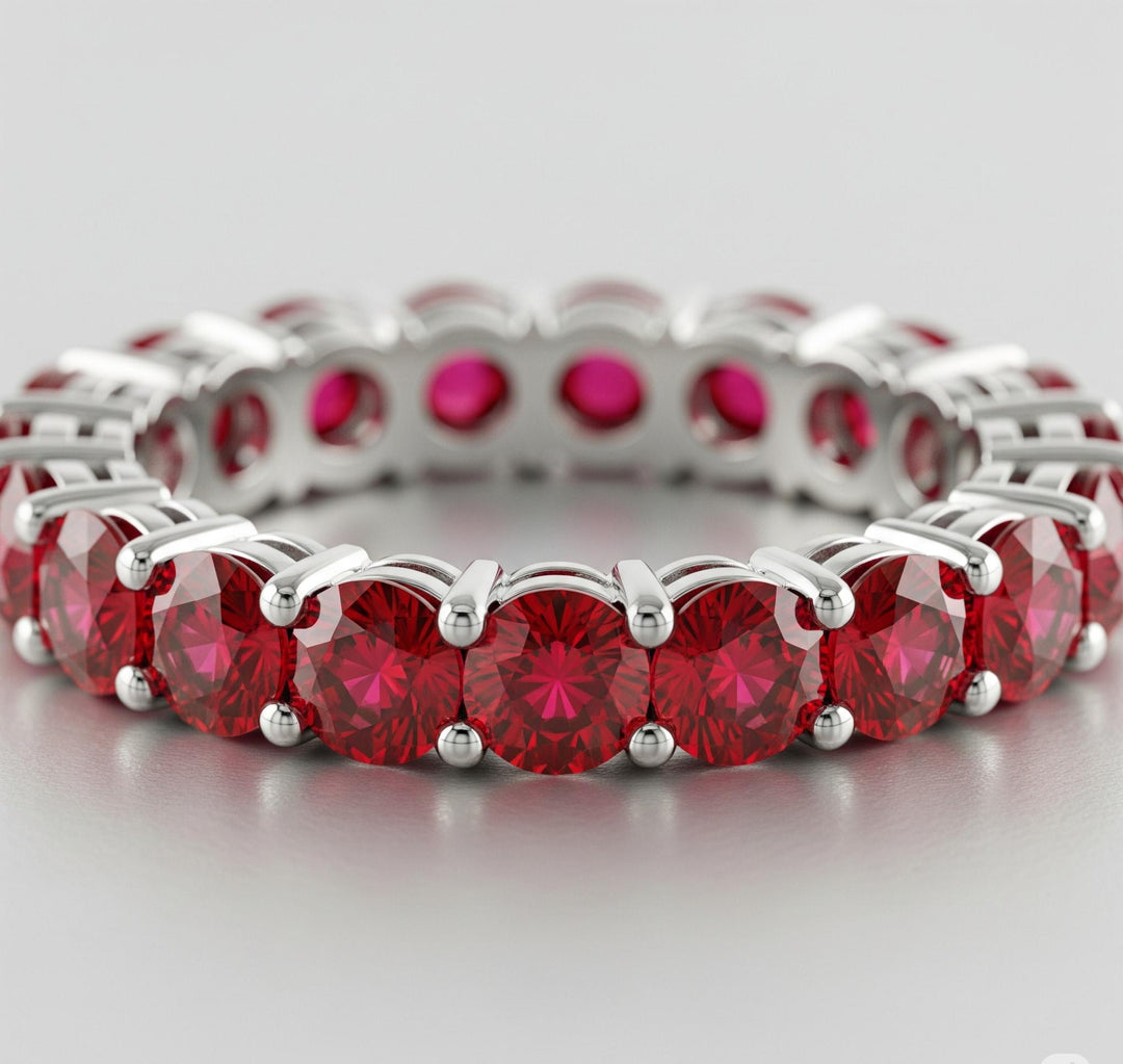 Ruby Eternity Band: Handmade Sterling Silver Anniversary Ring