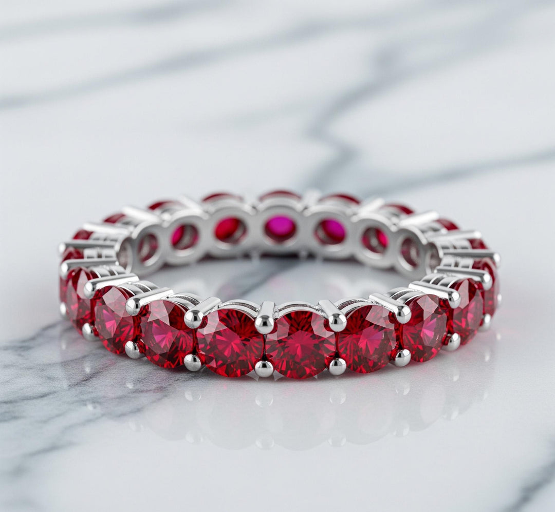 Ruby Eternity Band: Handmade Sterling Silver Anniversary Ring