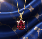 Ruby  Oval Cut Necklace, July Birthstone Necklace, Solid Gold and Solitaire Silver Necklace, Bridal Necklace, Minimalist Necklace
