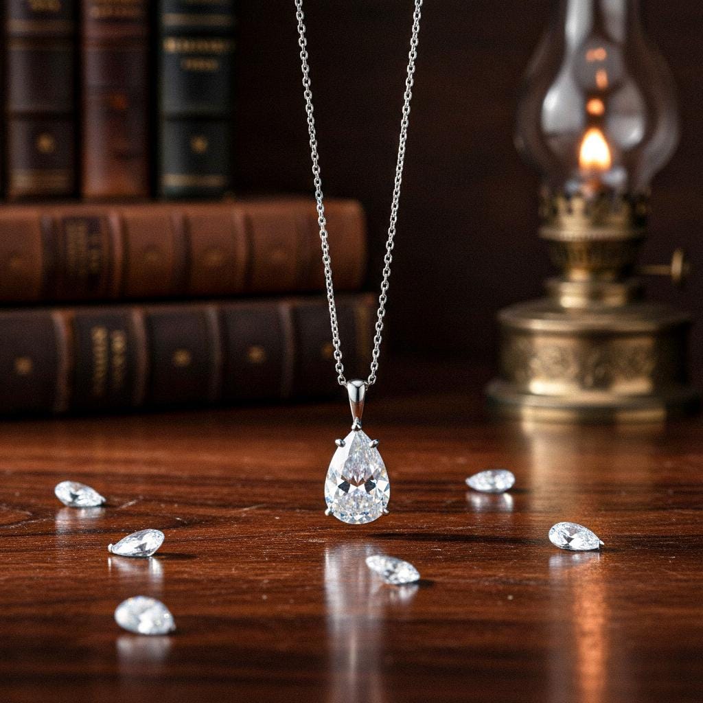 Lab Diamond Solitaire Engagement Pendant/ Pear Cut Lab Grown Diamond Bridesmaid Pendant/ 14K Gold Eco-Friendly Diamond Pendant Gift For Her