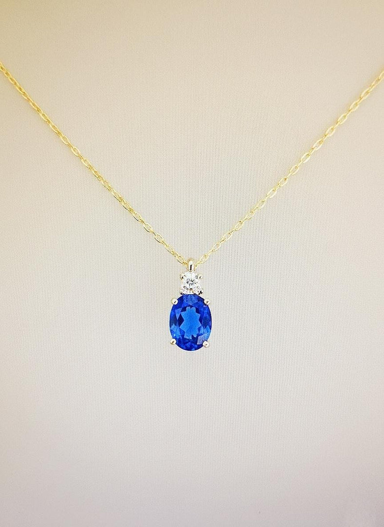 Sapphire Oval Cut 925 Sterling Silver Necklace: September Birthstone