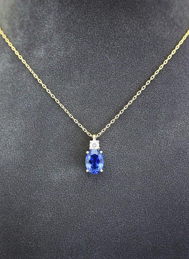 Sapphire Oval Cut 925 Sterling Silver Necklace: September Birthstone