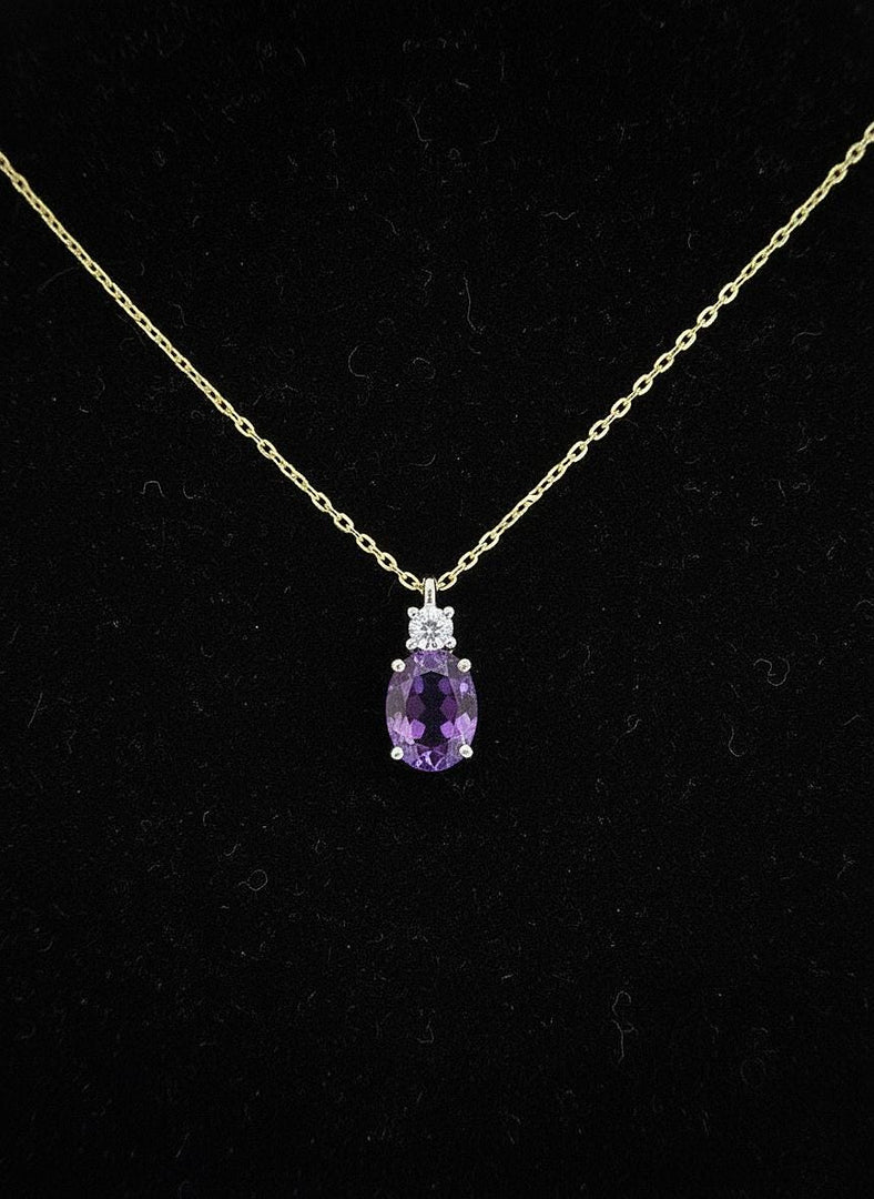 Amethyst Solitaire Necklace: 925 Sterling Silver, February Birthstone