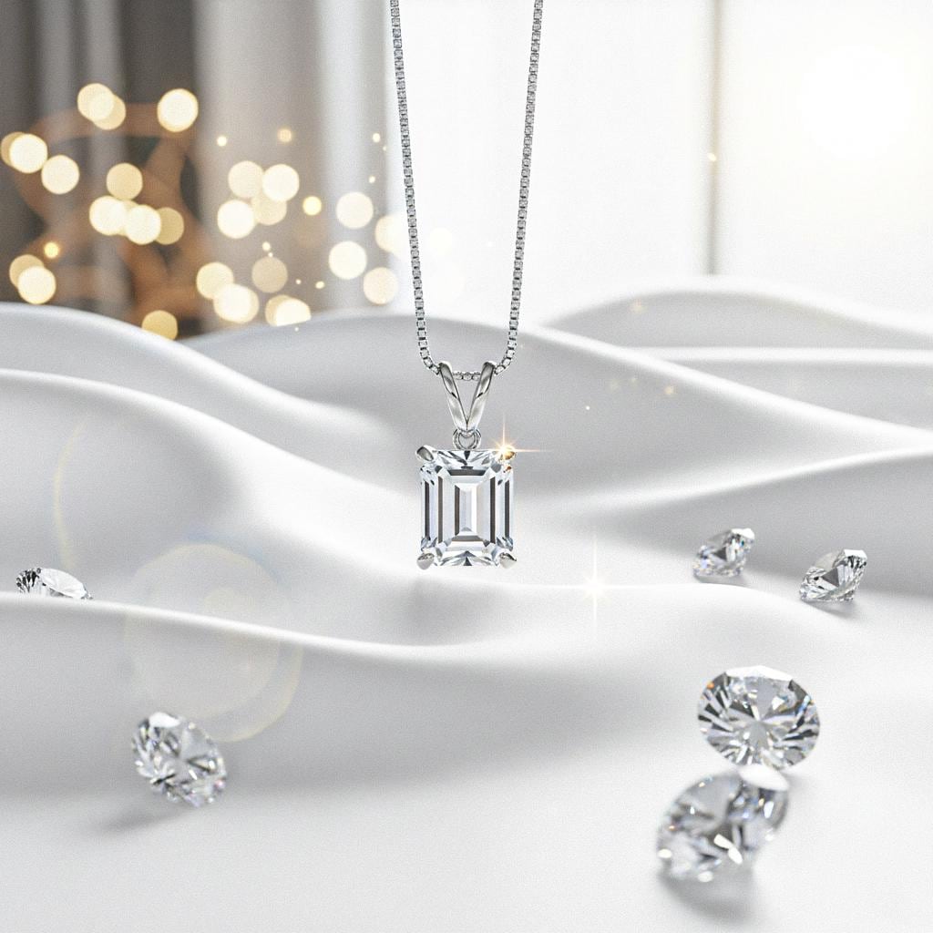 Moissanite Silver Pendant, 24K Gold Over 925K Solid Silver, Gift For, handmade Pendant, Moissanite Cut Pendant, Solitaire Moissanite Pendant