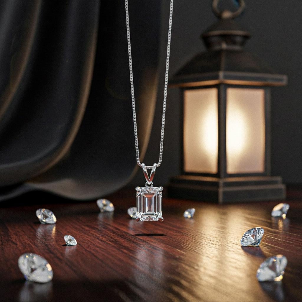 Moissanite Silver Pendant, 24K Gold Over 925K Solid Silver, Gift For, handmade Pendant, Moissanite Cut Pendant, Solitaire Moissanite Pendant