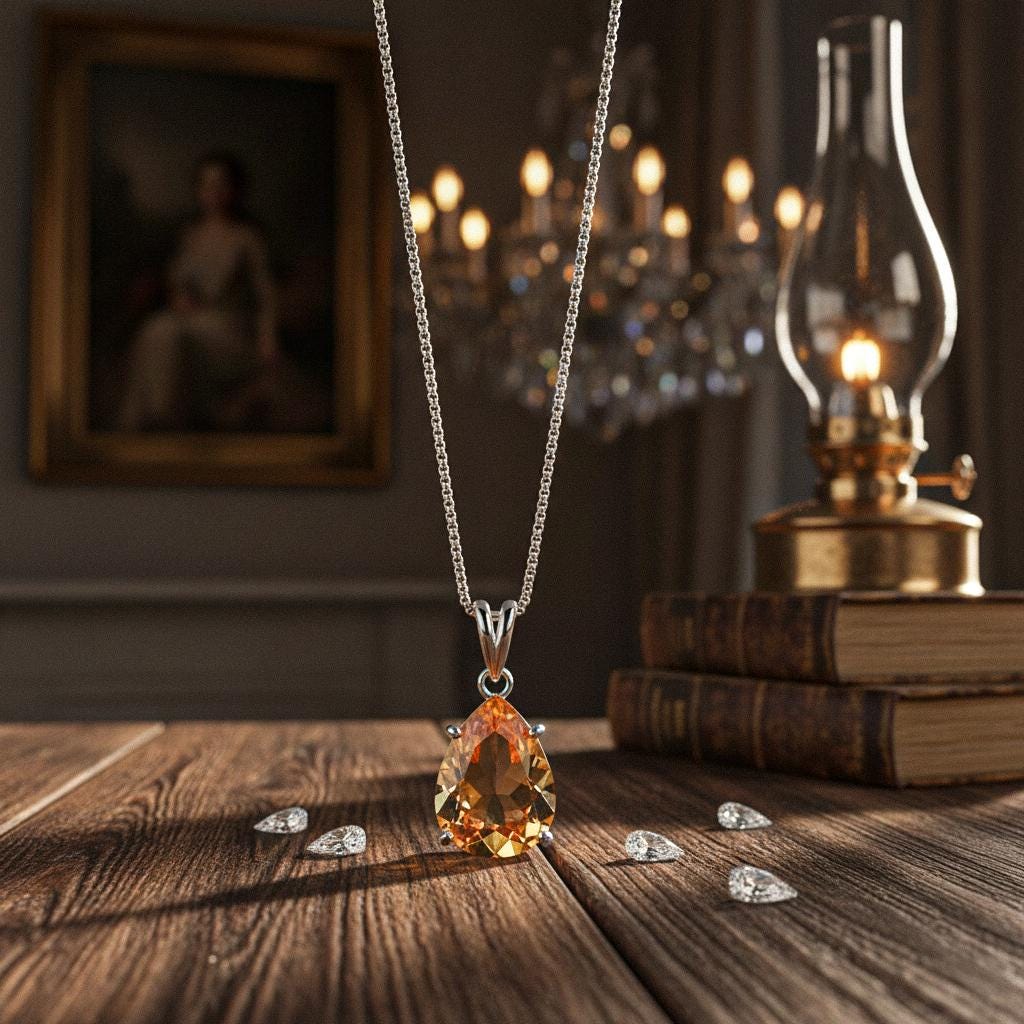 Citrine November Necklace, Genuine Gemstone Necklace, Yellow Birthstone, Pear Tiny Teardrop Pendant, Citrine Birth month Necklace