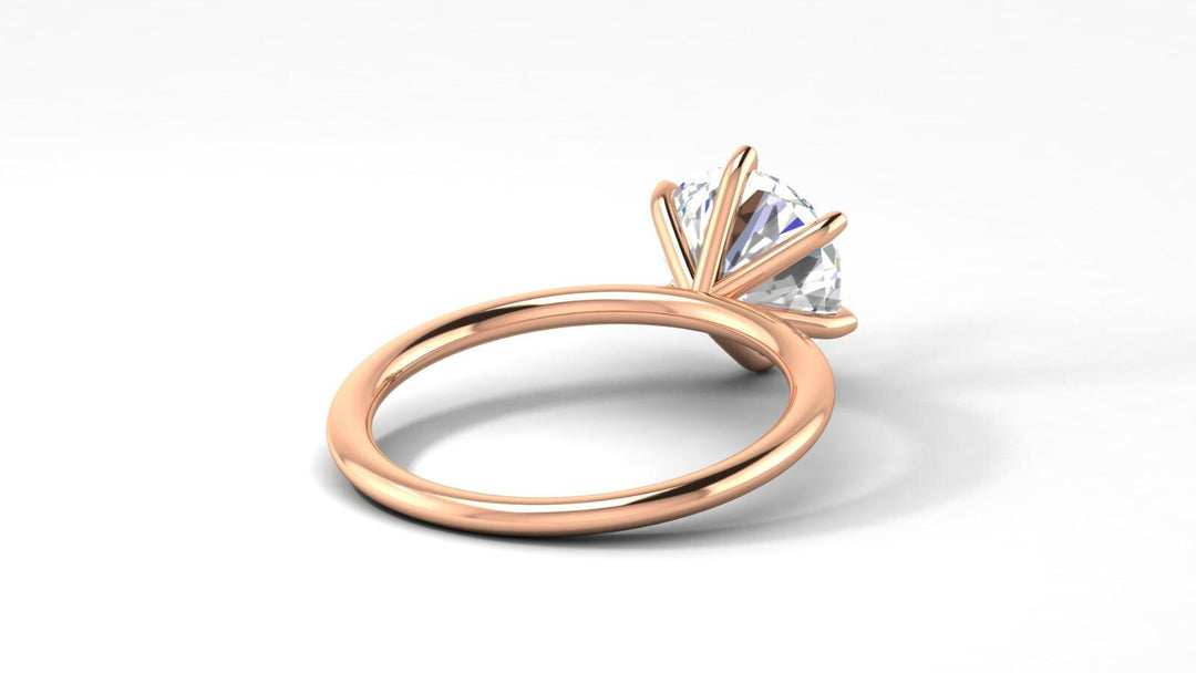 Round Cut Moissanite Solitaire Ring, 14K Solid Gold 6 Prong Bridal Wedding Band