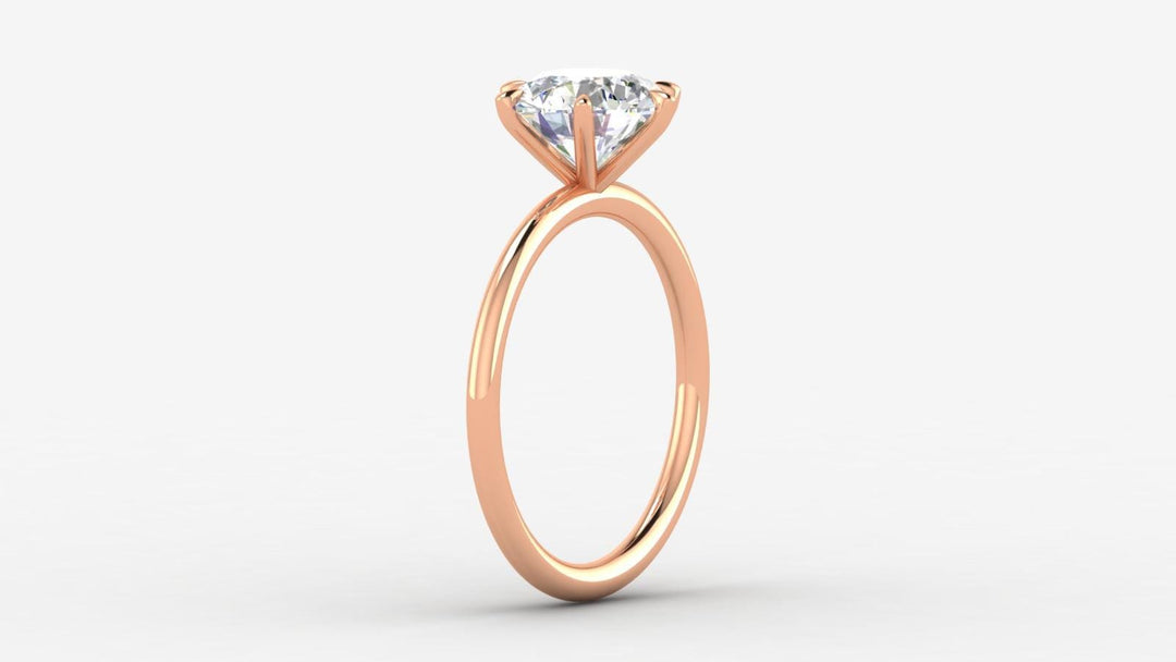 Round Cut Moissanite Solitaire Ring, 14K Solid Gold 6 Prong Bridal Wedding Band