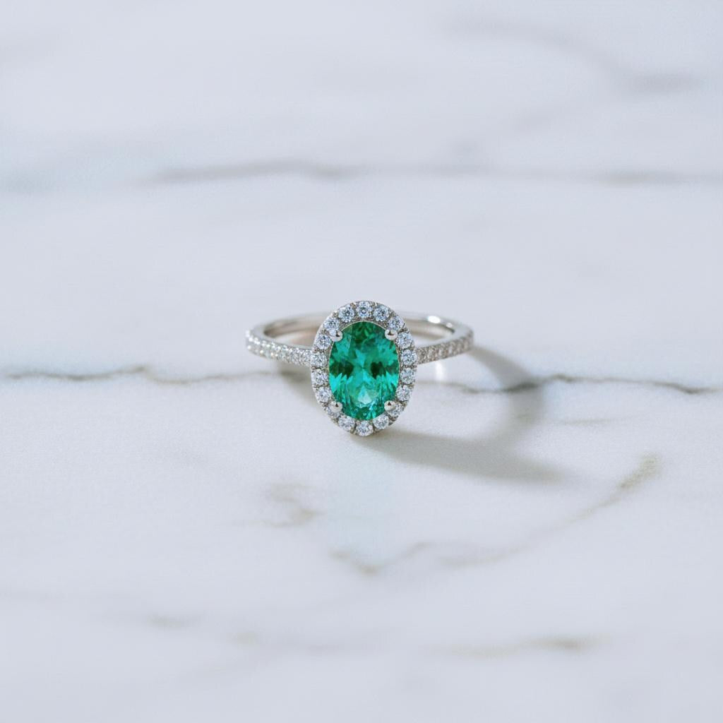 Handmade 14K Gold Emerald Solitaire Ring: Classic Prong Set Engagement Jewelry