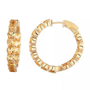 Citrine Hoop Earrings: 925 Sterling Silver, November Birthstone