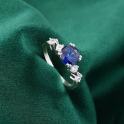 Round Sapphire Engagement Ring: Sterling Silver Promise Ring