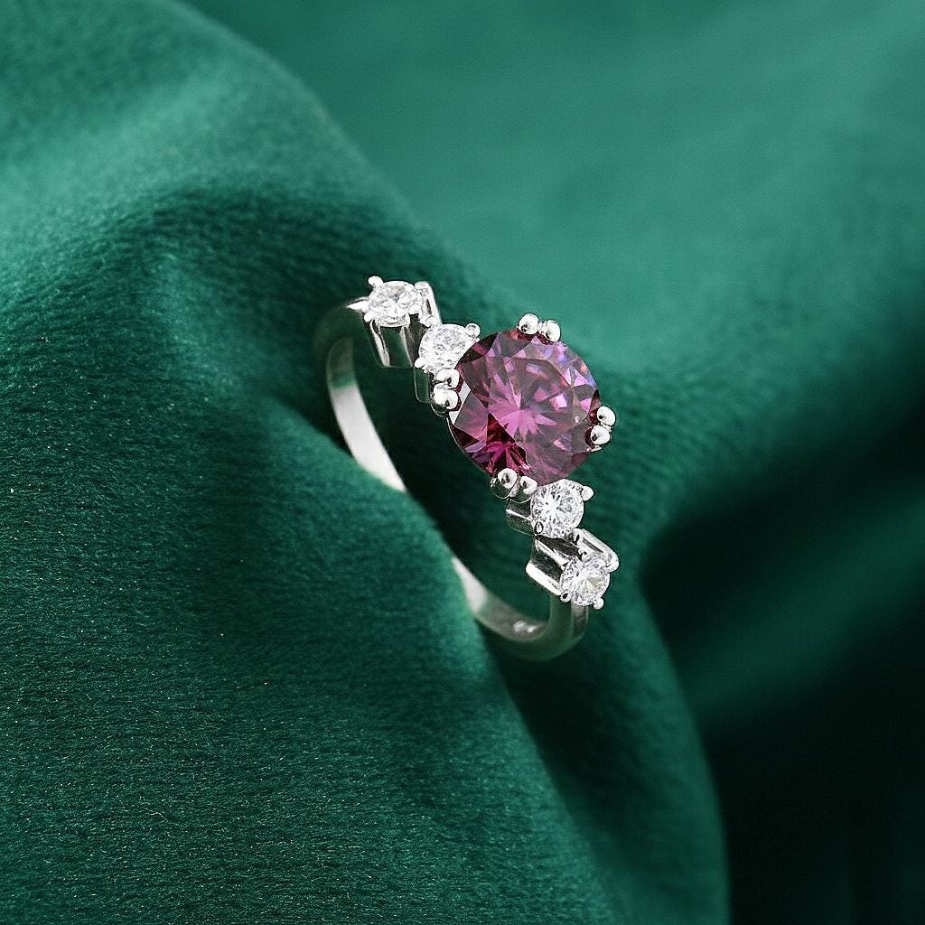 Alexandrite Engagement Ring | Simulated Diamonds, 925 Sterling Silver