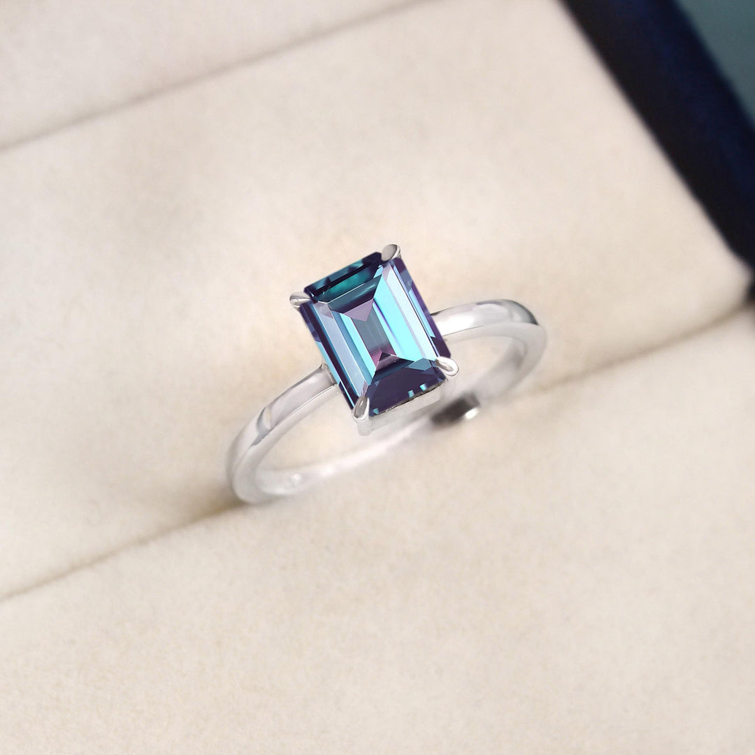 Color Changing Alexandrite Ring | 925 Silver 14K Gold Vermeil Engagement June Birthstone Ring