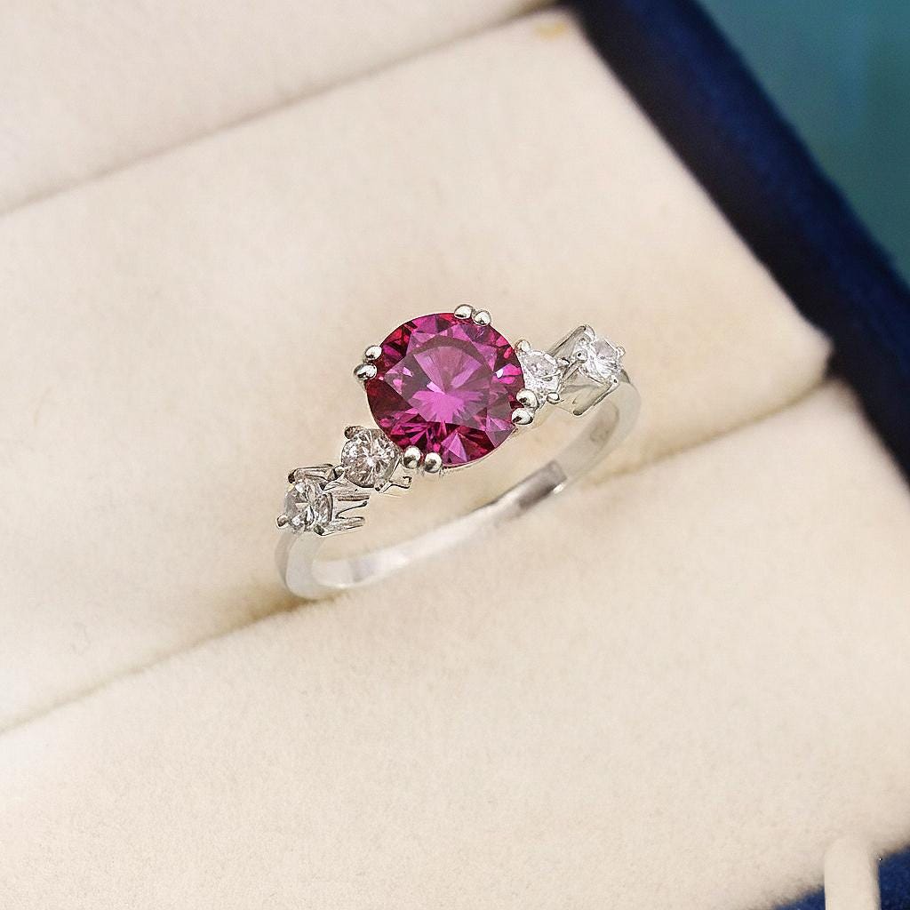 Alexandrite Engagement Ring | Simulated Diamonds, 925 Sterling Silver