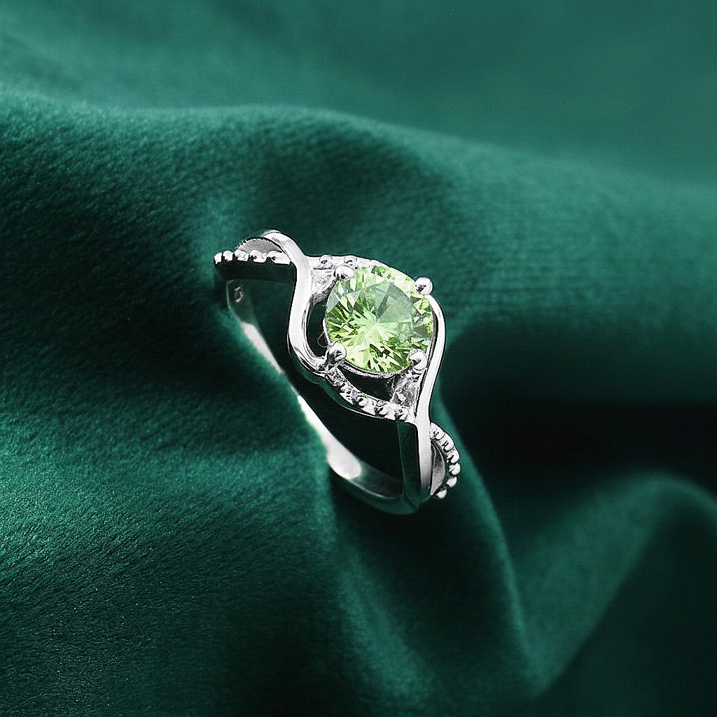 Light Green Amethyst Solitaire Ring, Prasiolite Ring, 14k Gold Vermeil or 925 Silver, Green Round Gemstone Ring, Promise Ring MOM Gift Ring