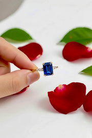 Lab Blue Sapphire Ring 14K Gold Vermeil, September Birthstone Jewelry, Engagement Ring, Anniversary Birthday gift for her