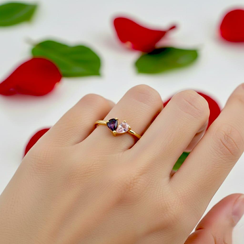 Toi Et Moi Amethyst Ring, Two Stone Natural Gemstone, February Birthstone, 925 Sterling Silver