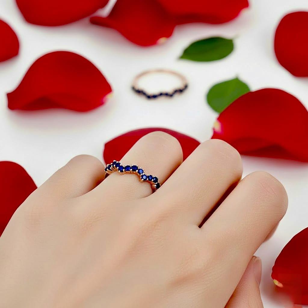 Sapphire Ring 14K Gold, Dainty Sapphire Stone Stackable Ring, Minimalist Birthstone Ring Statement Ring, Custom Stacking Ring,