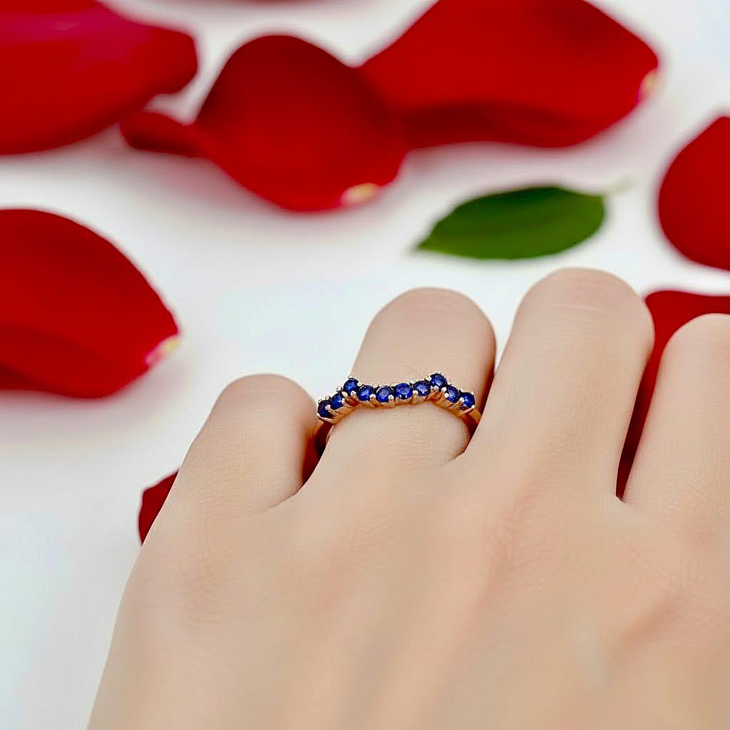Sapphire Ring 14K Gold, Dainty Sapphire Stone Stackable Ring, Minimalist Birthstone Ring Statement Ring, Custom Stacking Ring,