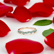 14K Gold Aquamarine Ring, Dainty Sapphire Stackable Band, Minimalist Birthstone Jewelry