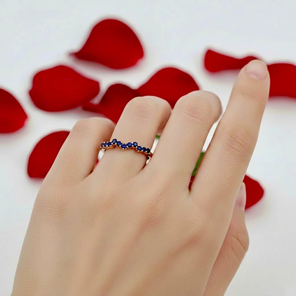 Sapphire Ring 14K Gold, Dainty Sapphire Stone Stackable Ring, Minimalist Birthstone Ring Statement Ring, Custom Stacking Ring,