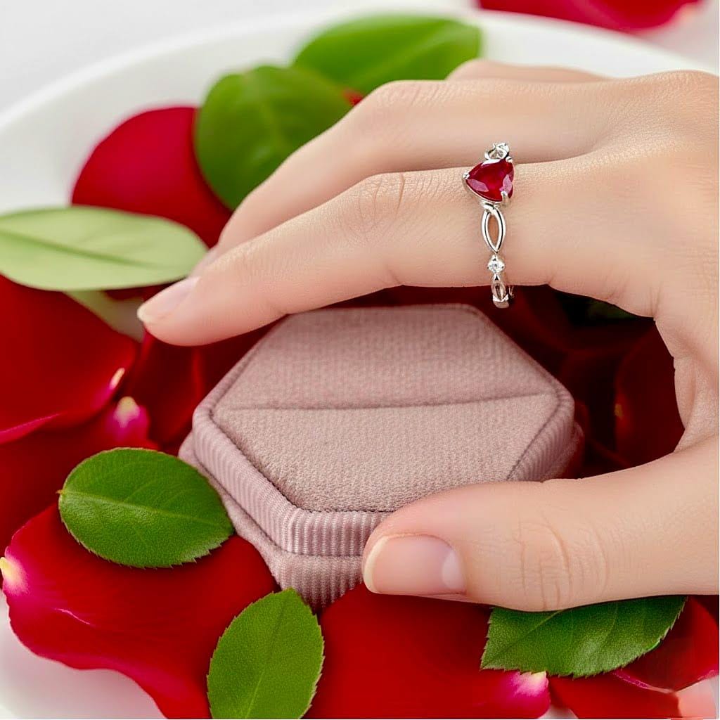 Ruby Heart Ring, July Birthstone Gold Ring, Gemstone Ruby Ring 14k Gold, Statement Heart Cocktail Ring Gift For Her