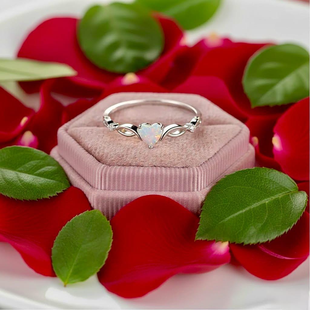 Opal Ring, Promise Ring for Her, Unique dainty Heart Opal Engagement Ring, Women Opal Ring gold, Gemstone Ring Gold, Gift For Her
