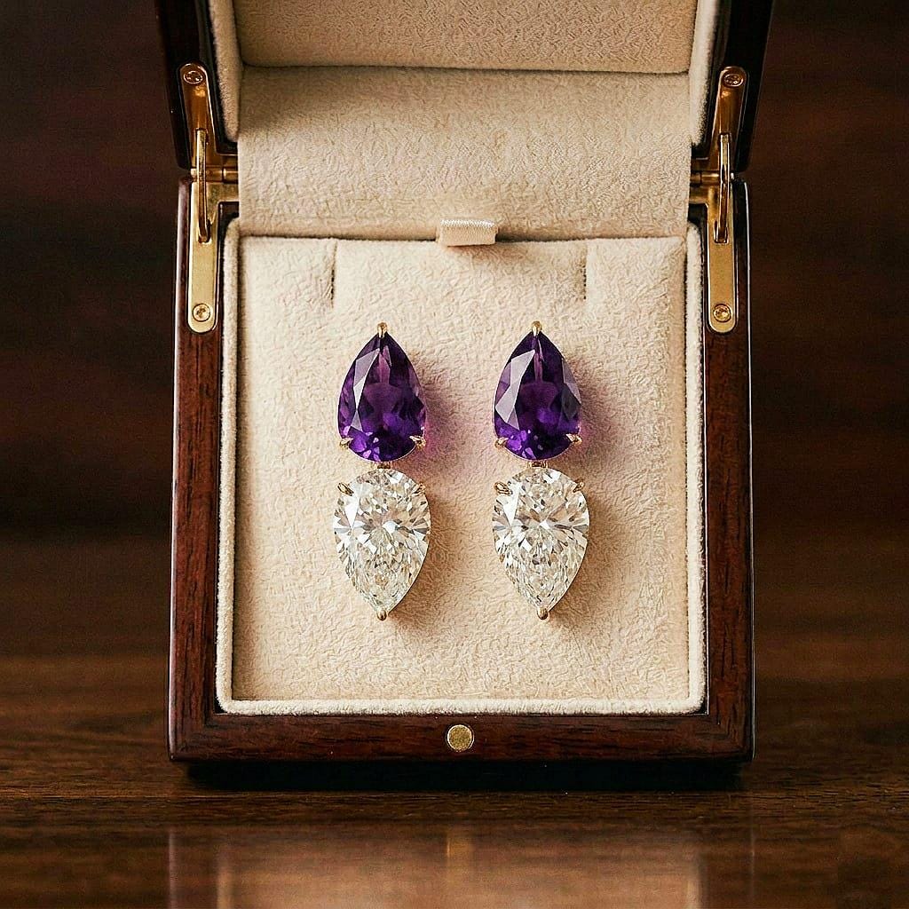 Amethyst Leverback Earrings: 925 Sterling Silver Dangle Birthstone