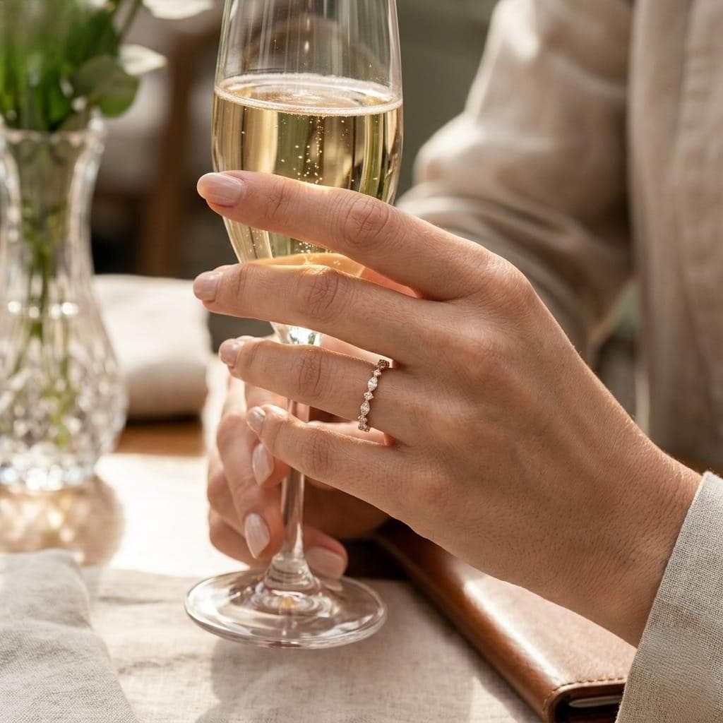 Marquise cut Moissanite Engagement Ring Solid Yellow Gold Diamond Bridal Ring Half Eternity Women Ring, anniversary Ring Gift For Her