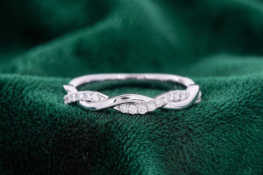 Round Cut Moissanite Wedding Band, Half Eternity Band, Minimalist Moissanite Band, Anniversary Band, Bridal Ring Set, Gift For Her