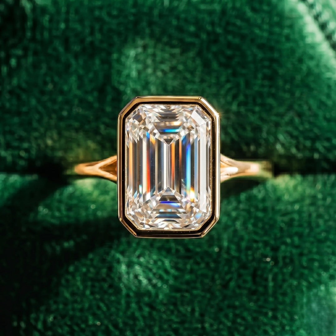 Emerald Cut Engagement Ring, Moissanite Diamond Ring , Solitaire Ring, Wedding Ring, Minimalist Engagement Promise ring, Gift for her